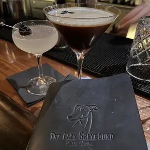 Espresso martini and day walker cocktail