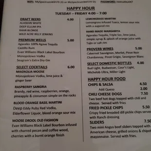 Happy Hour menu