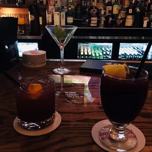 two cocktails on the bar