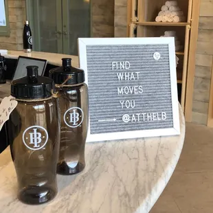 Free water bottles with name tags for newbies