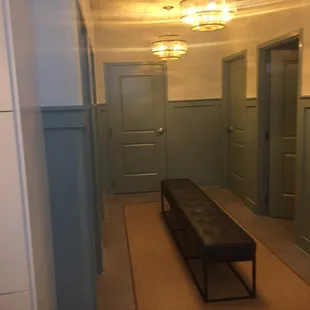 Hallway of changing rooms &amp; restrooms