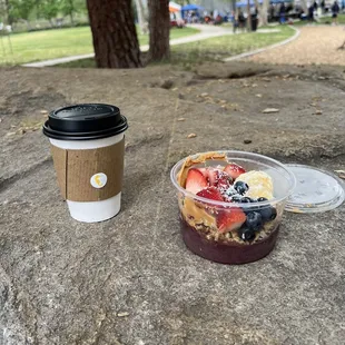 Black coffee and peanut butter açaí bowl