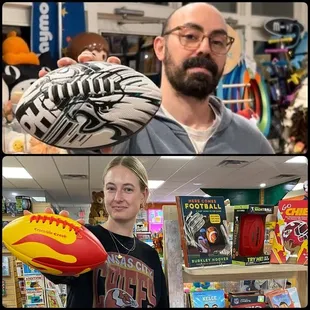 We are pairing up with a friendly indie toy shop in the other team&apos;s state for a fun football-themed series...