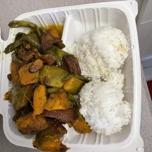 Pumpkin and long beans with Pork