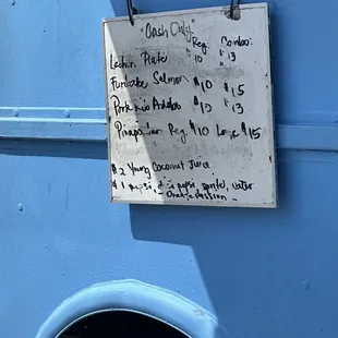 CASH ONLY - Menu Board 03.09.23