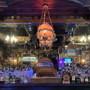 a chandelier hanging from the ceiling