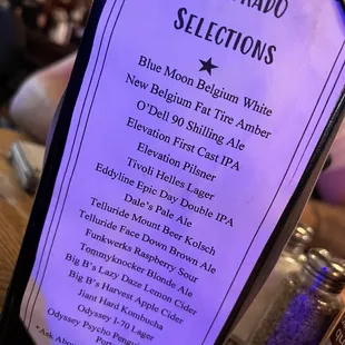 menu