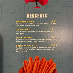 Dessert menu