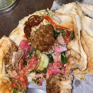 burnt cauliflower in wrap (picture taken next day)