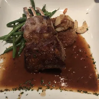 Rack Of Lamb Roasted To Your Specifications And Served With A Rich Burgundy Demi-glace