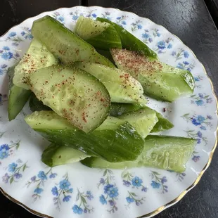 Cucumbers and Hummus (2 plates)