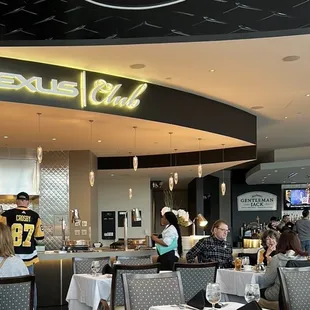 View of hot dishes and bar area