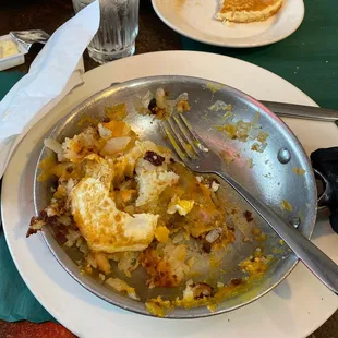 a dirty plate of food