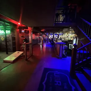 a bar with neon lights