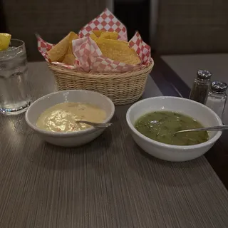 Chips Salsa and Queso Blanco