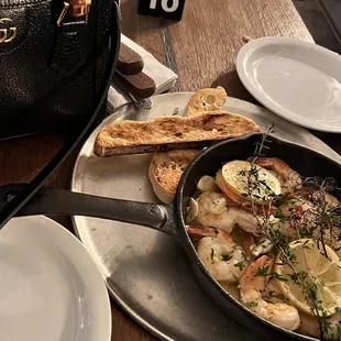 a skillet of food