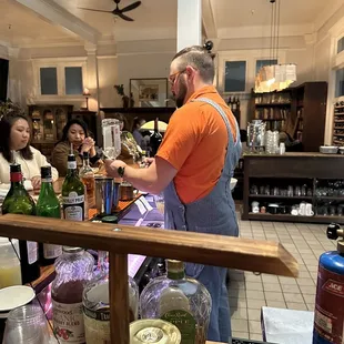 Professional bartender making it happen