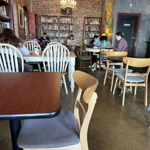 Some cozy vibe...books, bricks and great coffee