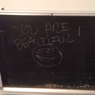 Chalkboards in the bathrooms!