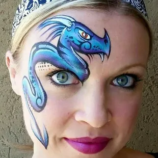 blue dragon face painting