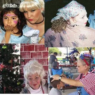 Princess, Gypsy fortune teller, Mrs Claus and Nana Clown.