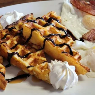 Our Heavenly Waffle breakfast meal. We offer Gluten Free as well!