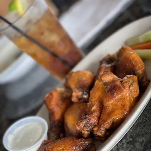 Smoked chicken wings with Buffalo sauce