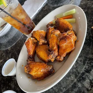 Smoked chicken wings with buffalo sauce