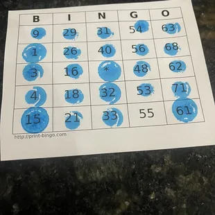 Me losing at Wednesday night bingo