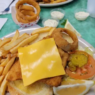 Lunch time fish burger &amp; fries