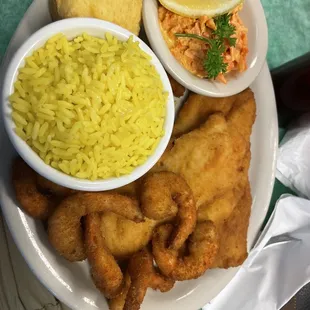 Fish and shrimp plate