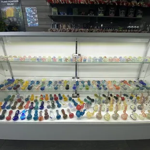 Showcase dedicated to bowls and bubbles. Top shelf $10, middle shelf $15, bottom shelf $20!! Come on down and get yours today!