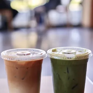 Dirty chai and Matcha