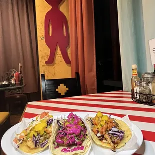 Shrimp Taco, Hawaiian Taco &amp; Cauliflower &amp; Curry Pineapple Taco (Vegan)