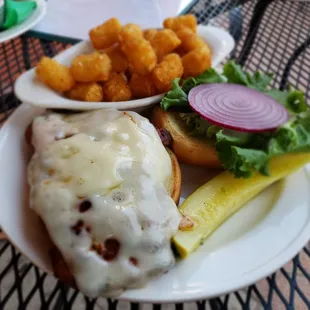 Marinated chicken breast with tater tots