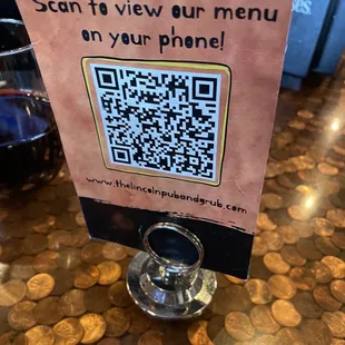 Where you scan to receive menu