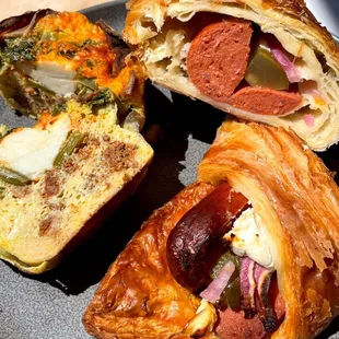 Louisiana Hotlink Croissant and Chorizo con Nopales Egg Bite