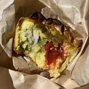 Tomato and Basil Egg Bite (cross section)