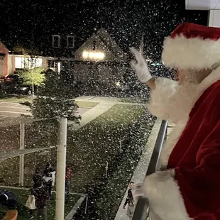 Santa at the link - and it's snowing!