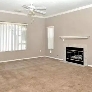 Living area with fireplace