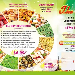 the menu for the lunch buffet