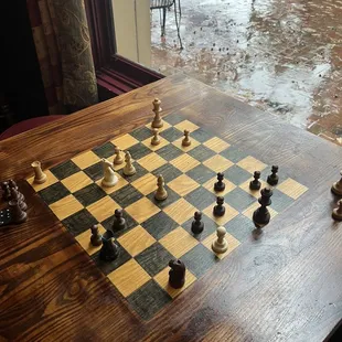a chess board with chess pieces on it