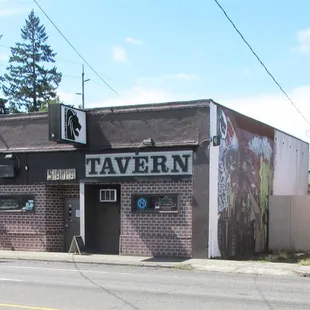 a truck parked in front of the building