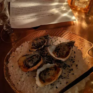 Oysters... served with a shot of tequila.