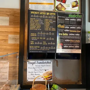 the menu of a coffee shop