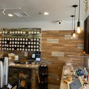 a coffee shop with a variety of items