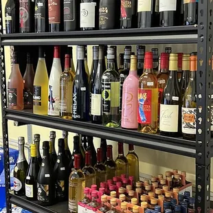 a variety of alcohol bottles