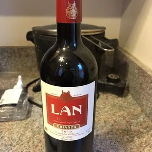 a bottle of red wine