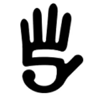 a hand with five on it