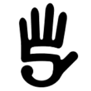 a hand with five on it